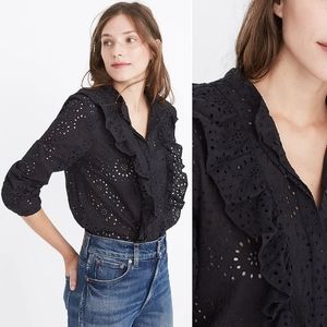 Madewell Eyelet Ruffle Front Blouse
